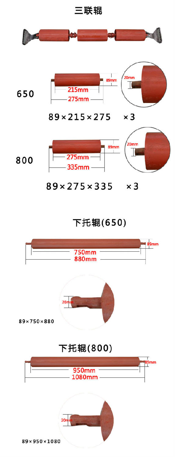 皮帶機托輥參數